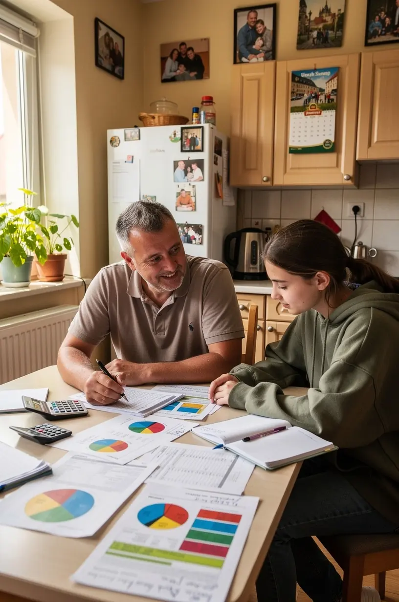 Tabulka s rozpočtovými kategoriemi a barevnými štítky pro lepší přehled